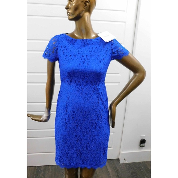 New Diane Von Furstenberg Ainsley Lace Bright Blue‎ Dress sz 6 $498 - Picture 1 of 5